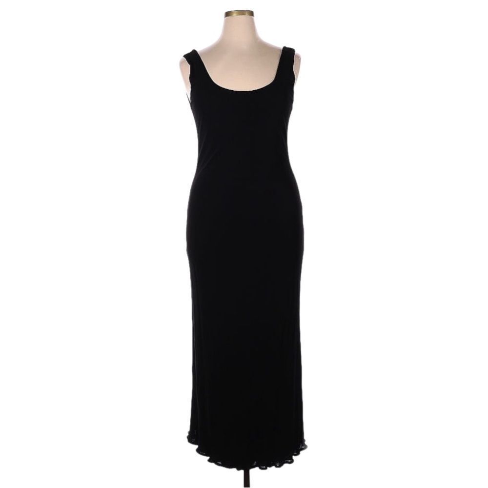 Vintage Yolanda Lorente Formal Sleeveless Maxi Long Dress‎ XL Black Lettace Hem